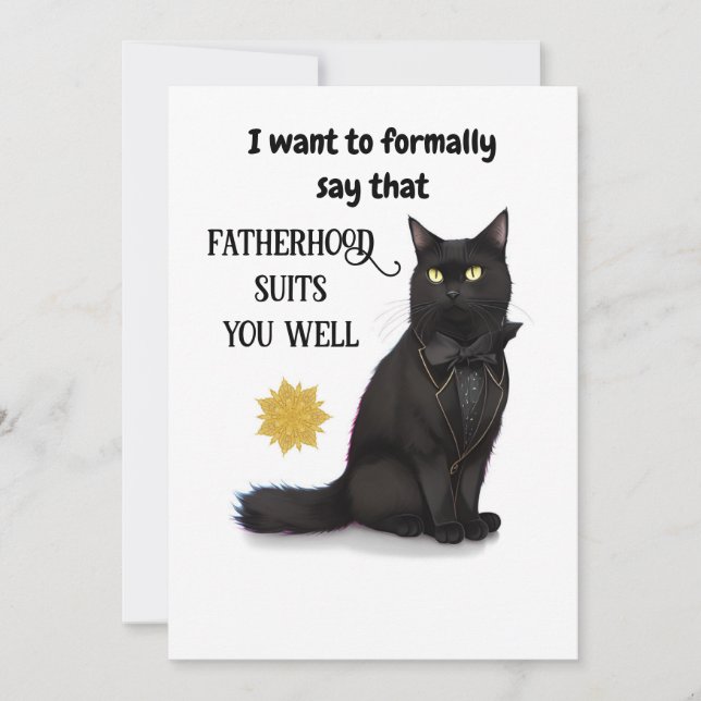 Tarjeta del Día del Gato Negro Hermoso Mejor Papá  (Anverso)