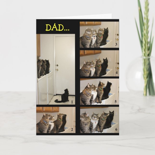 Tarjeta del día del gato vs. padre volador (Anverso)