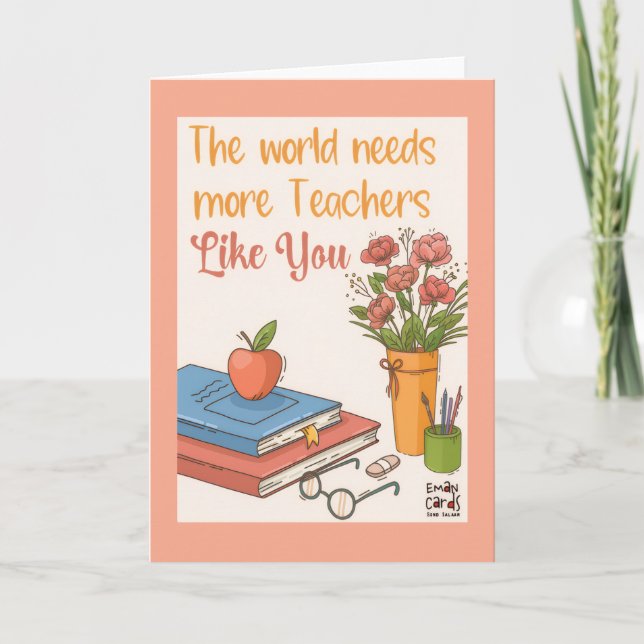 Tarjeta del Día del Maestro con Flores (Anverso)