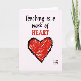 Tarjeta del Día del Maestro con un Corazón Rojo