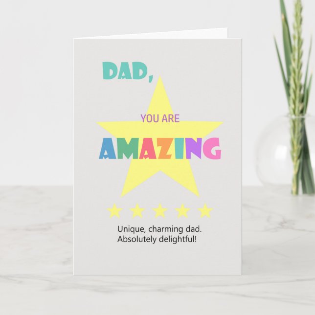 Tarjeta del día del padre, 5 estrellas papá, carta (Anverso)