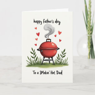 Tarjeta del Día del Padre a la parrilla con humo