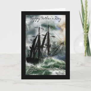 Tarjeta del Día del Padre Abuelo con barco en el o