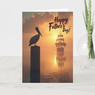 Tarjeta del Día del Padre al atardecer marítimo