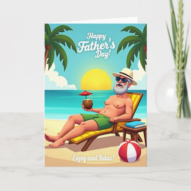 Tarjeta del Día del Padre Beach Bliss (Anverso)