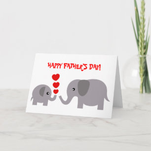 Tarjeta del día del padre bebé y elefante de papá