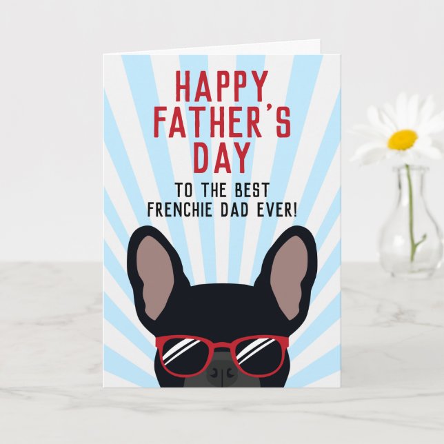 Tarjeta del Día del Padre Bulldog Francés Negro (Planta pequeña)