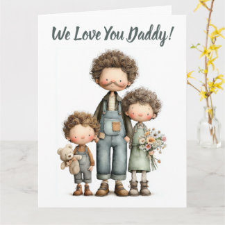 Tarjeta del Día del Padre con acuarela adorable pa