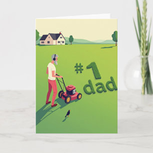 Tarjeta del Día del Padre con Arte de Césped