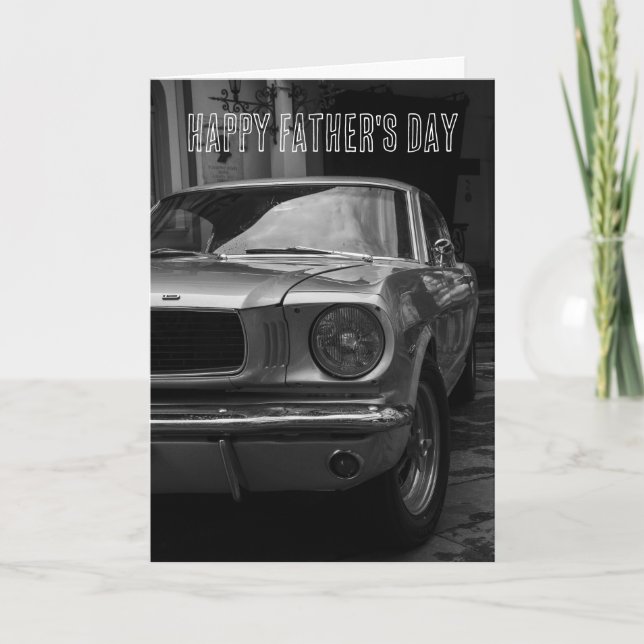 TARJETA DEL DÍA DEL PADRE CON AUTO CLÁSICO DE LOS  (Anverso)