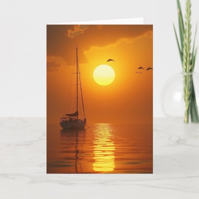 Tarjeta del Día del Padre con barco de vela (Anverso)