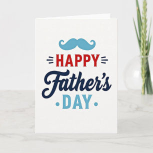 Tarjeta del Día del Padre con Bigote Azul Celeste