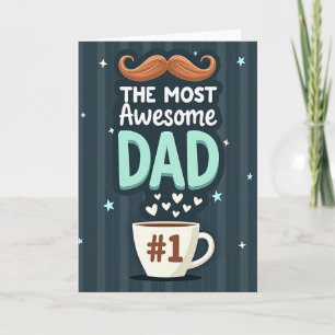 Tarjeta del Día del Padre con Bigote Genial de Pap