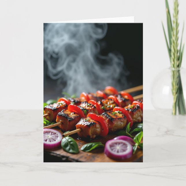 Tarjeta del Día del Padre con Brochetas Saladas (Anverso)