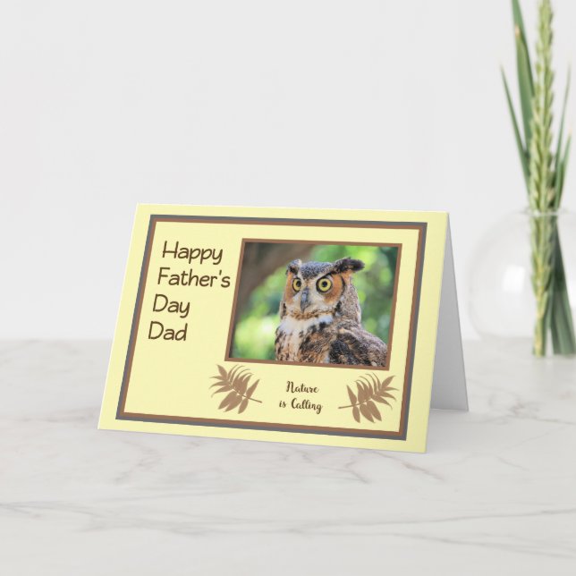 Tarjeta del día del padre con búho (Anverso)