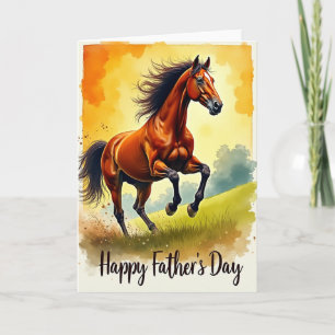 Tarjeta del Día del Padre con caballo al galope
