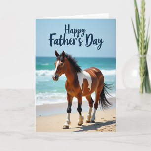 Tarjeta del Día del Padre con caballo castaño