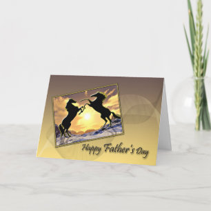 Tarjeta del Día del Padre con caballos de crianza