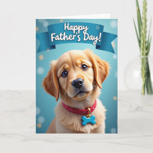 Tarjeta del Día del Padre con cachorro inocente