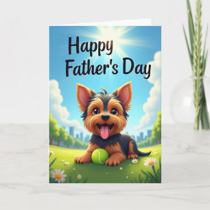 Tarjeta del Día del Padre con Cachorro Juguetón