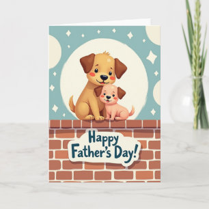 Tarjeta del Día del Padre con cachorros cariñosos