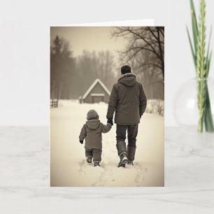 Tarjeta del Día del Padre con Camino Nevado