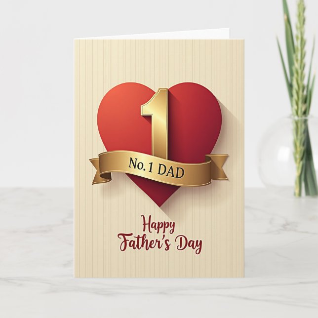 Tarjeta del Día del Padre con Cinta Dorada (Anverso)