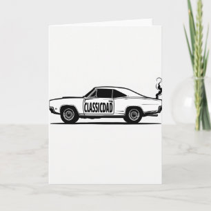 Tarjeta del Día del Padre con Coche Clásico