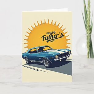 Tarjeta del Día del Padre con Coche Deportivo Retr