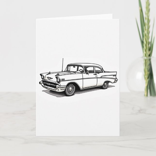 Tarjeta del Día del Padre con Coche Retro (Anverso)