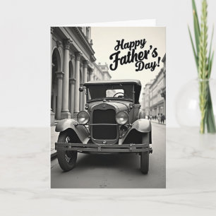 Tarjeta del Día del Padre con coche sepia