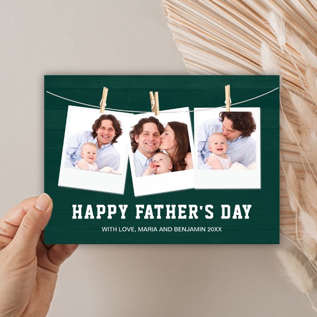 Tarjeta del Día del Padre con Collage de 3 Fotos d (Subido por el creador)