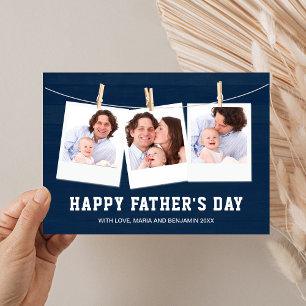 Tarjeta del Día del Padre con Collage de 3 Fotos d