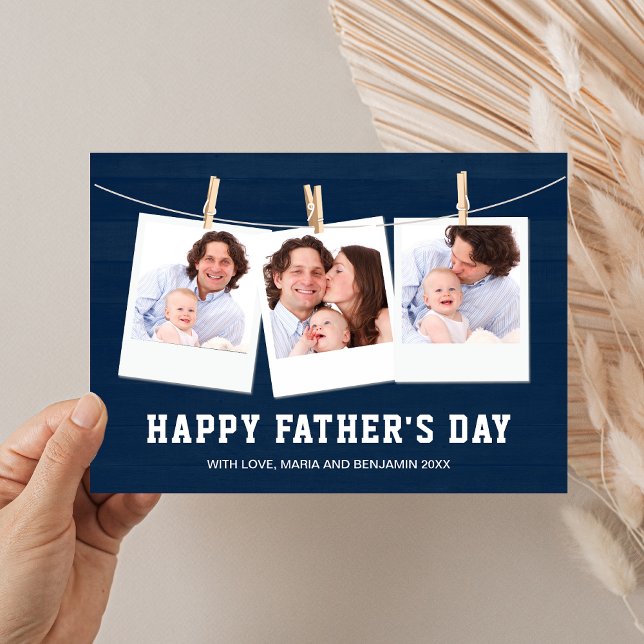Tarjeta del Día del Padre con Collage de 3 Fotos d (Subido por el creador)