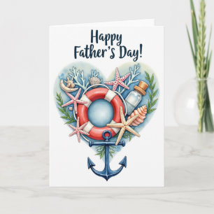 Tarjeta del Día del Padre con Corazón Oceánico