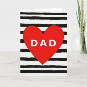 Tarjeta del Día del Padre con Corazón Rayado Papá