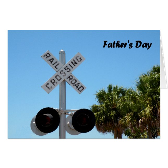 Tarjeta del Día del Padre con cruce de ferrocarril (Anverso (Horizontal))
