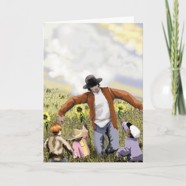 Tarjeta del día del padre con cuervo (Anverso)