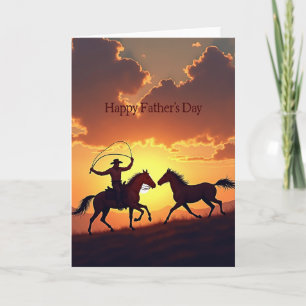 Tarjeta del Día del Padre con escena de vaquero