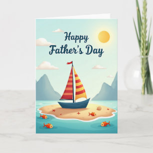 Tarjeta del Día del Padre con escena del océano