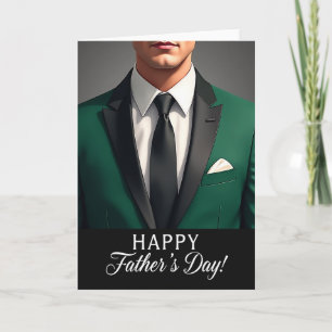 Tarjeta del Día del Padre con Esmoquin Esmeralda