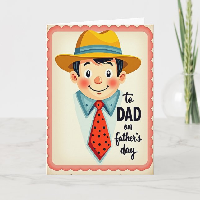 Tarjeta del Día del Padre con Estilo Retro (Anverso)