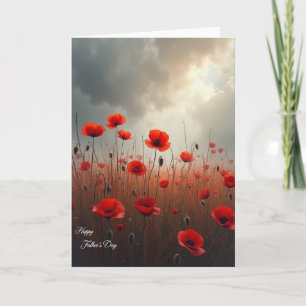 Tarjeta del Día del Padre con Floral Escarlata