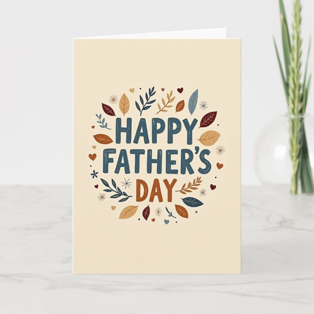 Tarjeta del Día del Padre con flores rústicas (Anverso)