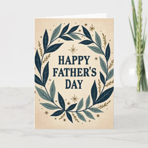 Tarjeta del Día del Padre con Follaje Verde Azulad