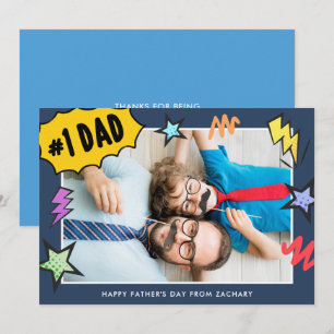 Tarjeta del Día del Padre con fotos de estilo cómi