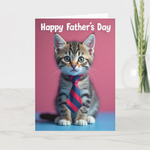 Tarjeta del Día del Padre con Gato Atigrado Dulce