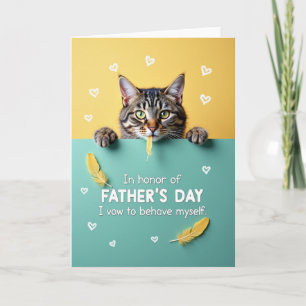 Tarjeta del Día del Padre con Gato Juguetón