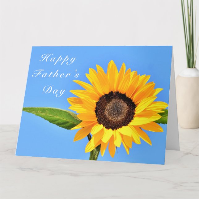 Tarjeta del día del padre con girasol amarillo (Anverso)