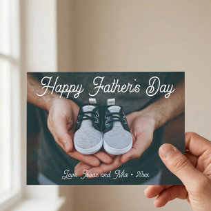 Tarjeta del Día del Padre con guión moderno y foto